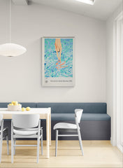 David Hockney print float framed interior