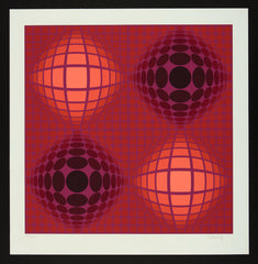 VB Red Victor Vasarely signed print