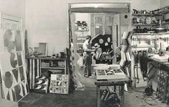 Joe Tilson in his studio with Geometry