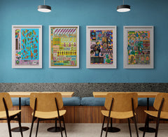 Eduardo Paolozzi Zeep 4 prints in restaurant