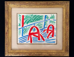 David Hockney Two Red Chairs framed