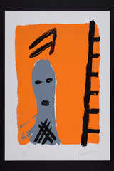 Man with ladder orange by Bruce McLean