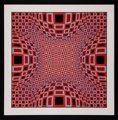 4 globes in red serigraph vasarely 
