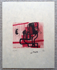 Henry Moore Black Figure on Pink 1967