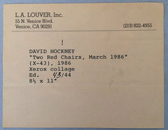 David Hockney La Louver gallery label