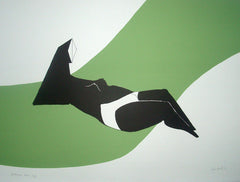 lynn chadwick reclining figure on green wave