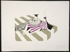 Lynn Chadwick Reclining Figs on Taupe Stripes